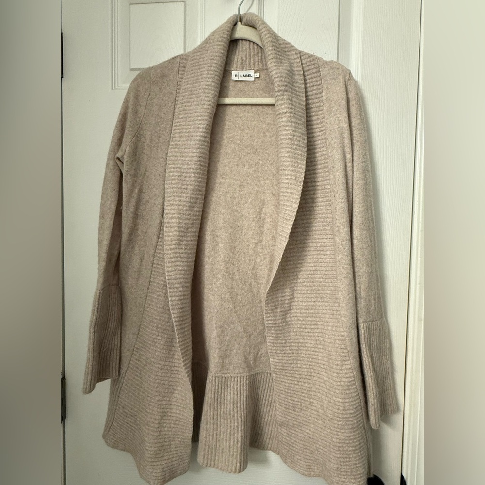 R | Label tan cashmere open cardigan size small